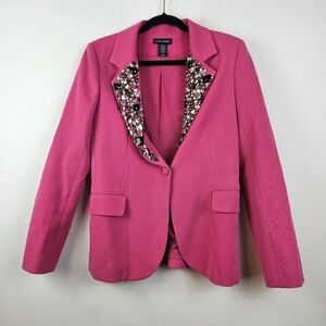 Boston Proper Pink Blazer with Embellished Lapel